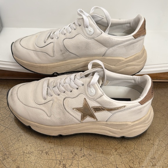 Golden Goose Running Sole — White and Gold Star Sneakers - Picture 6 of 8